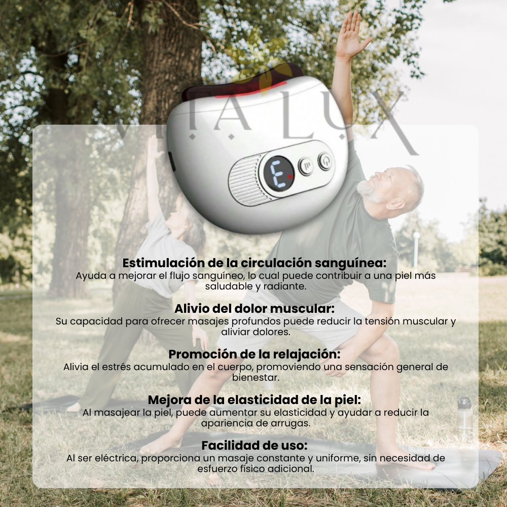 Pack 2 en 1: Masajeador Térmico Portátil Alivia Dolor Muscular, Contracturas y Estrés + 🎁 1 Pomada para Dolor Muscular y Articular + Guía “10 Rutinas de Masaje de 5 Minutos para Aliviar Dolor y Tensión con tu GuaSha”+ Envío Gratis