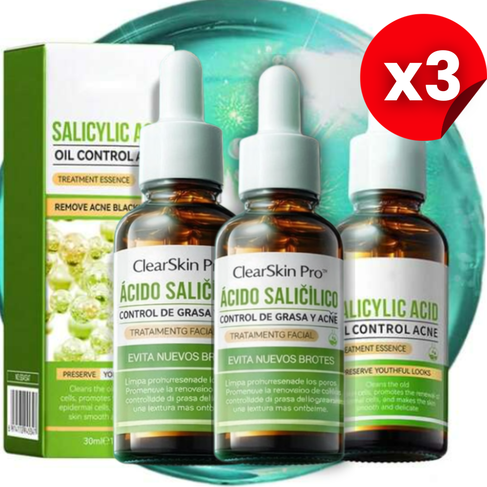 3x1 Suero ClearSkin Pro™ – Sérum de Ácido Salicílico para Acné, Brotes y Poros Obstruidos +🎁 Guía de Seguridad y Autoconfianza GRATIS + Envío Grati