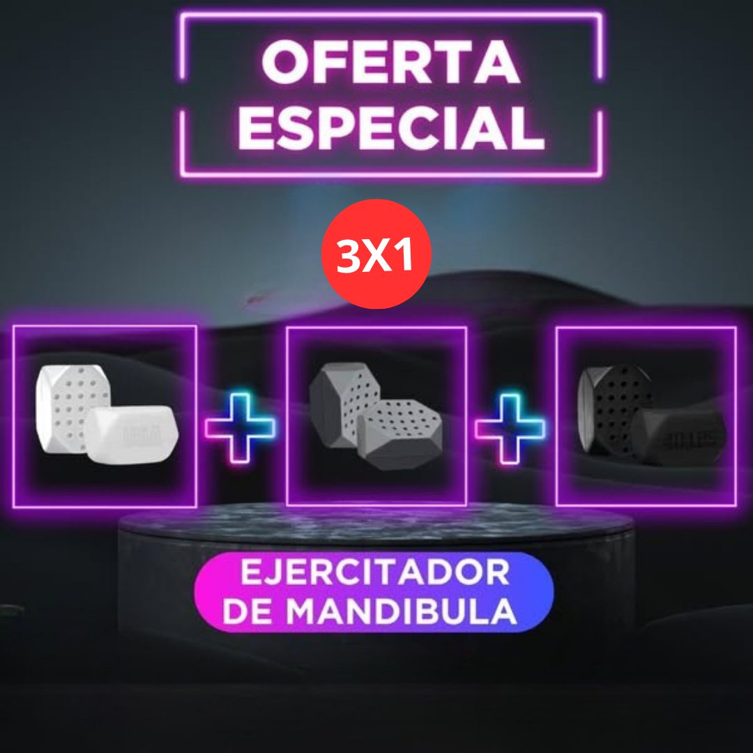 3X1 Ejercitador de Mandibula - Rostro definido y Luce 20 años mas Joven