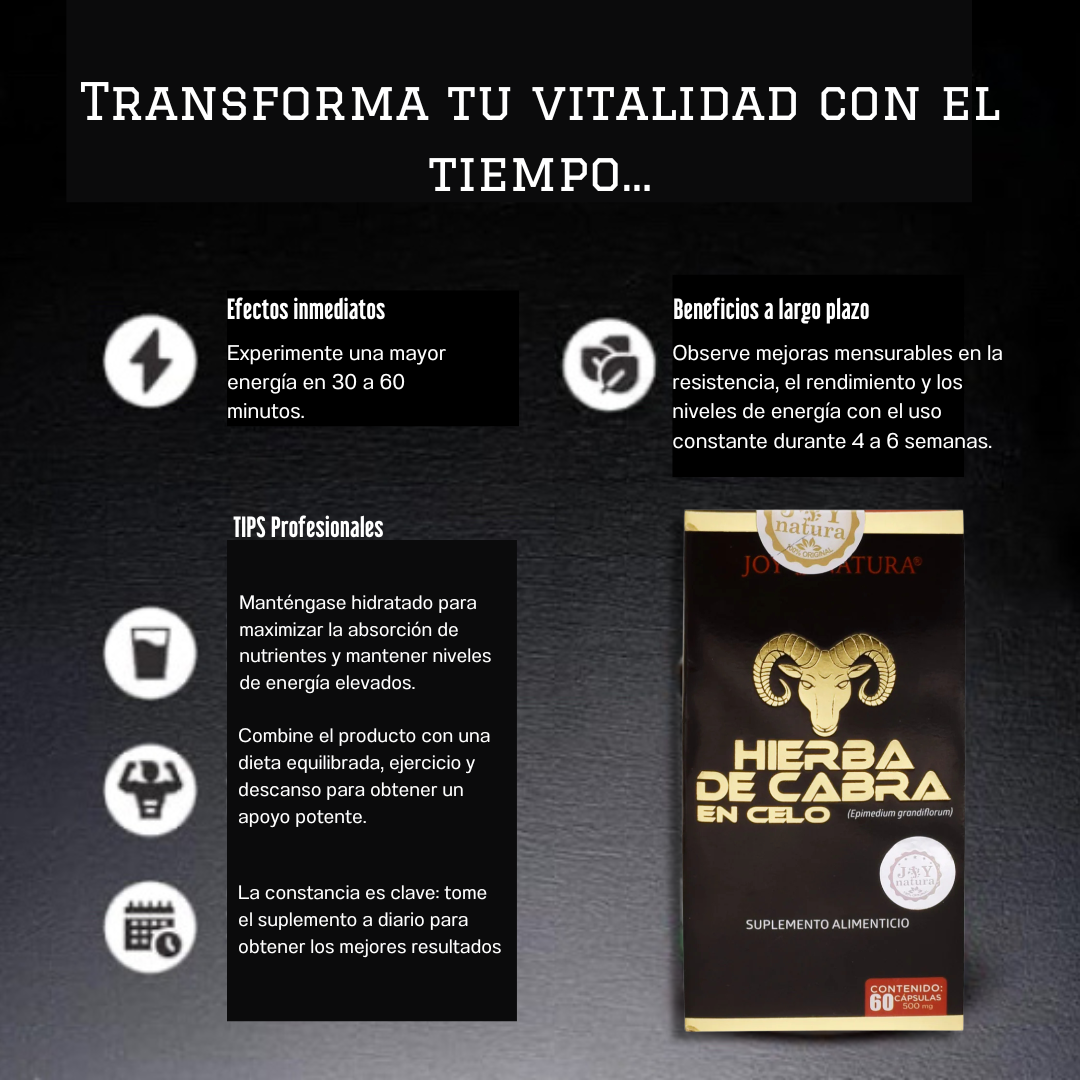 60 Capsulas HIERBA DE CABRA EN CELO 💪🏼🔥: Recupera tu Masculinidad y vitalidad + Manual "Cómo activar tu energía masculina: Vitalidad y Desempeño Intimo"⚡🫀🏃