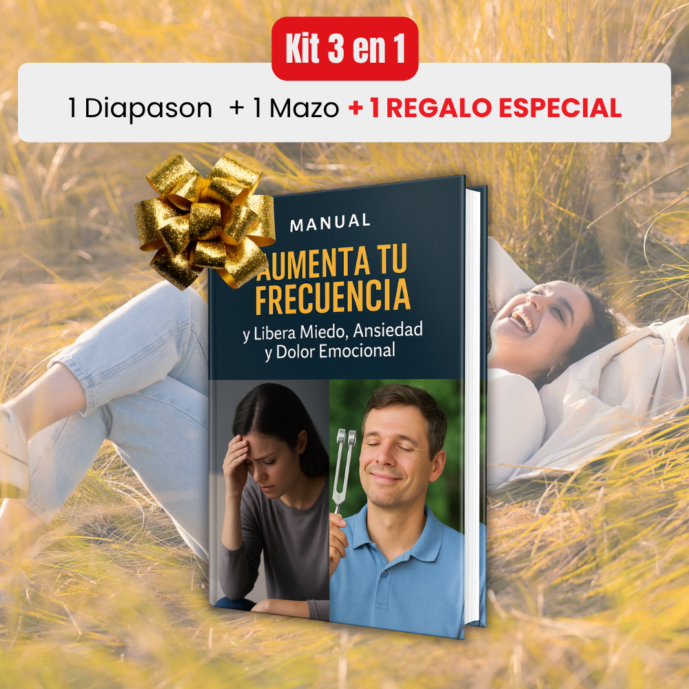 Harmony™ – Kit Terapéutico 3 en 1 para Aliviar Dolor Muscular, Articular y Estrés | Diapasón 128 Hz + Mazo Terapéutico + 🎁 REGALO ESPECIAL + Envío Gratis