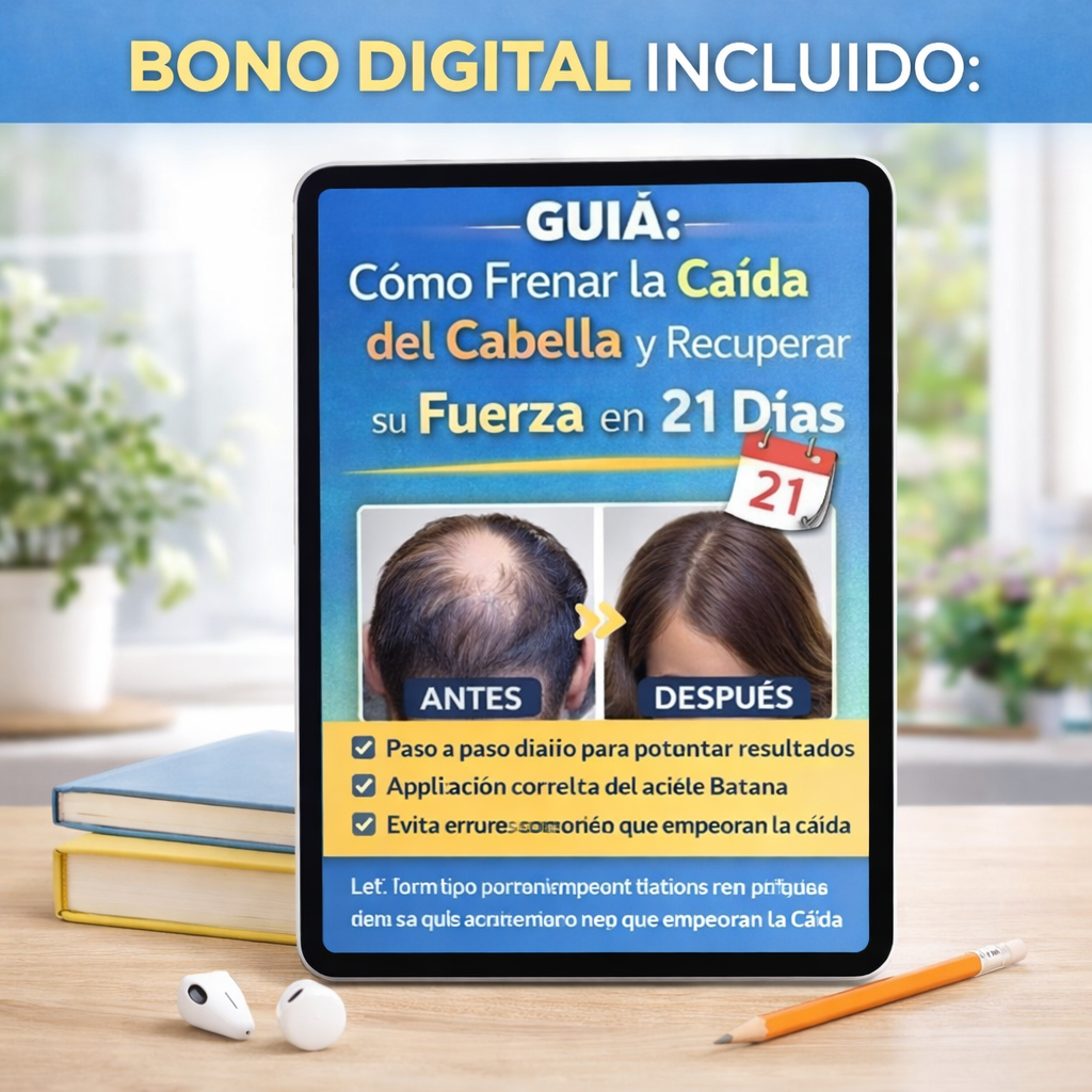 Combo 2 en 1 Batana Max™ – Aceite + Shampoo Capilar | Cabello Más Fuerte, Abundante y con Vida + 🎁 Guía “Cómo Frenar la Caída y Recuperar tu Cabello en 21 Días” + Envío Gratis