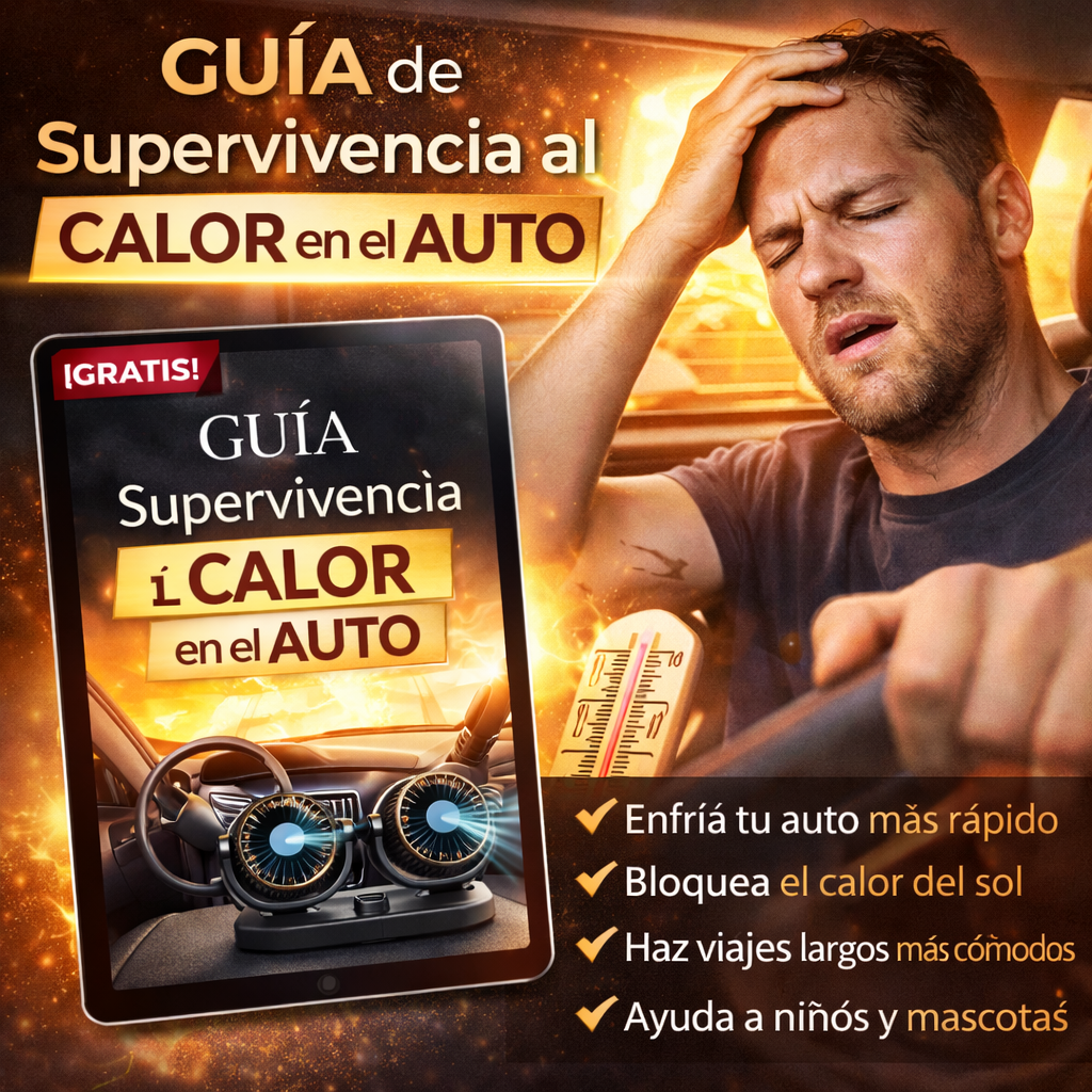 Ventilador Portátil 2 en 1 para Auto 360° – Kit de Enfriamiento USB + 12V | Aire Fresco en Segundos para Viajes y Verano + 🎁 Guía de Supervivencia al Calor en el Auto