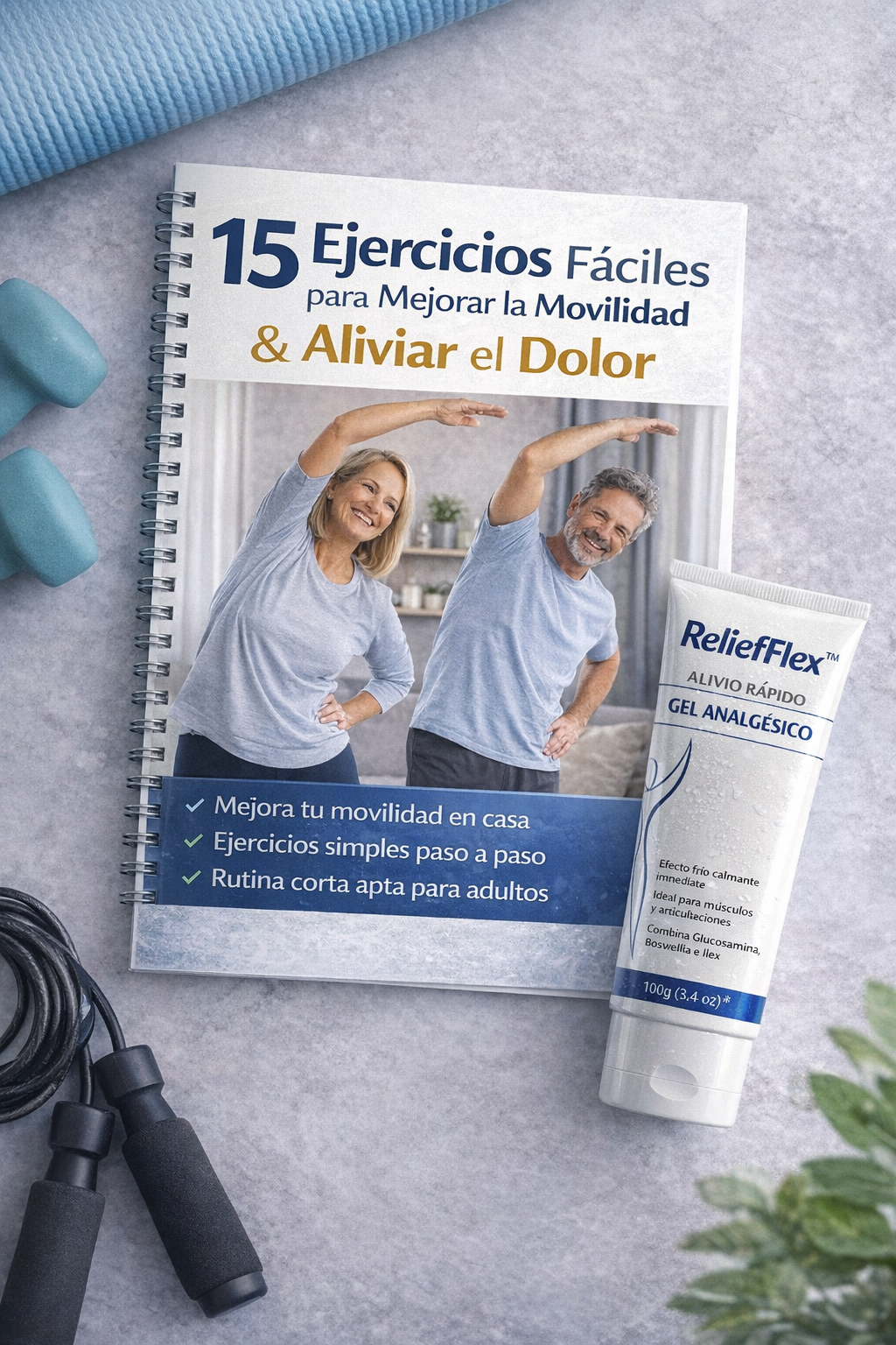 Kit 2 en 1 Gel ReliefFlex™ – Analgésico de Acción Rápida para Dolor Lumbar, Muscular y Articular + 🎁 Manual de 15 Ejercicios de Movilidad + Envío Gratis