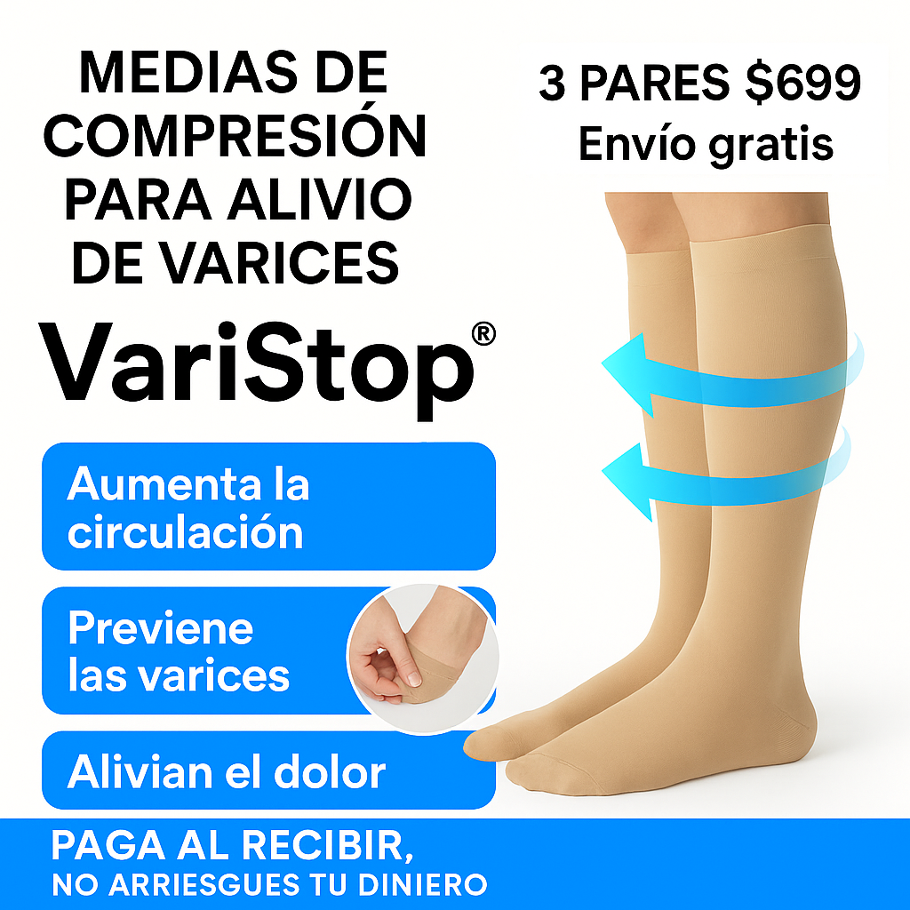 3 Pares de Calcetas VariStop🦵 ALIVIO INMEDIATO PARA PIERNAS CANSADAS, HINCHADAS O CON VÁRICES