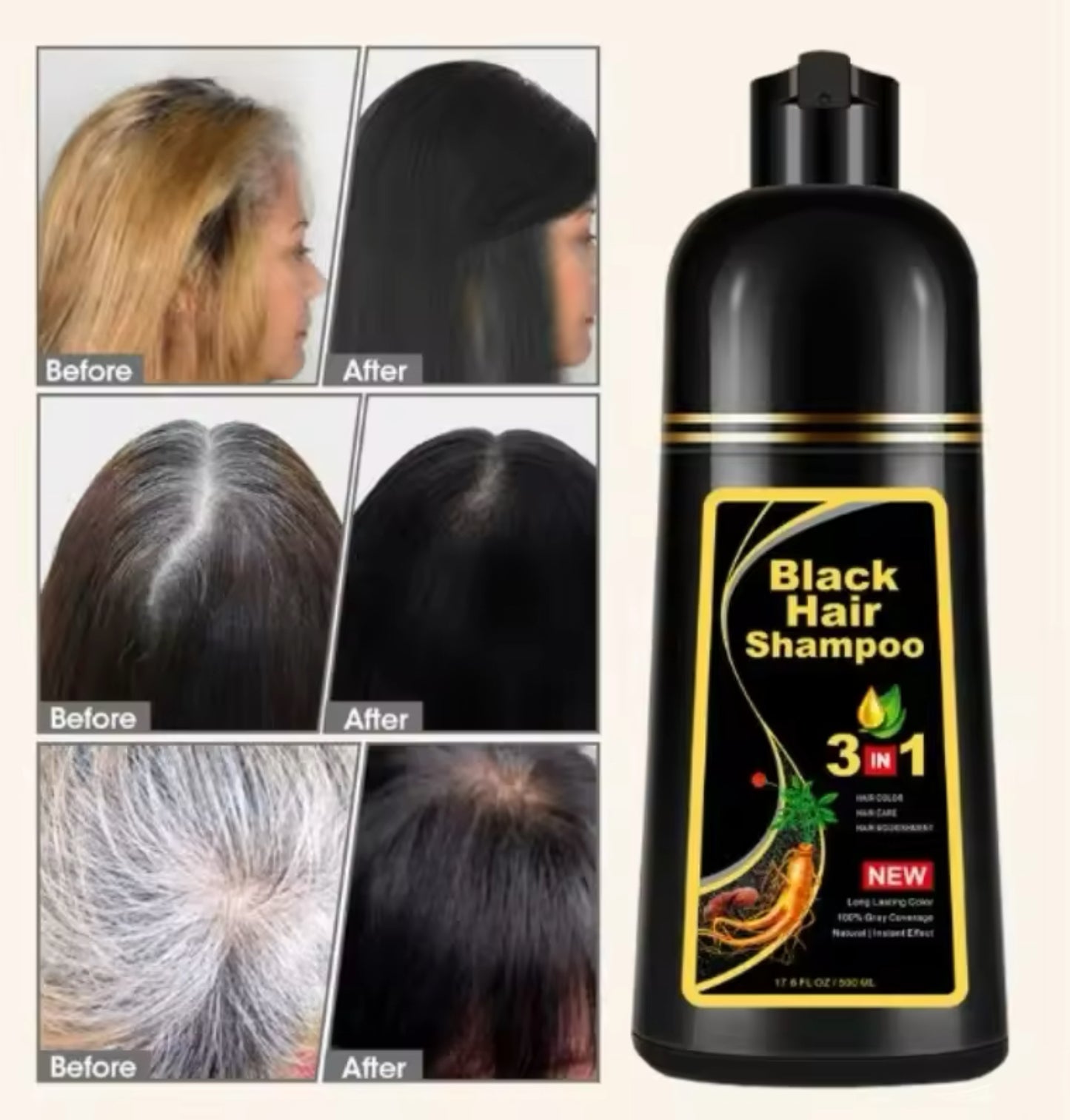 2x1 Shampoo elimina canas al instante - Shampoo Ónix 😍🔥