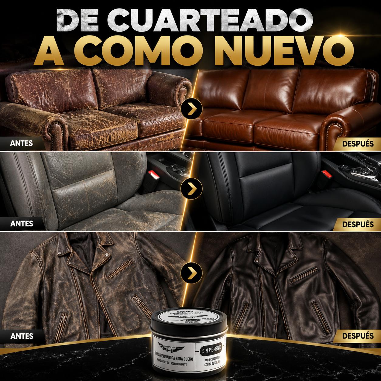 Kit Repair Pro™ - Restaurador de Cuero y Vinil | Repara Rayones, Grietas y Desgaste en Minutos | + 🎁 "21 Trucos para Restaurar y Cuidar Tu Casa como un Profesional" + Envío Gratis