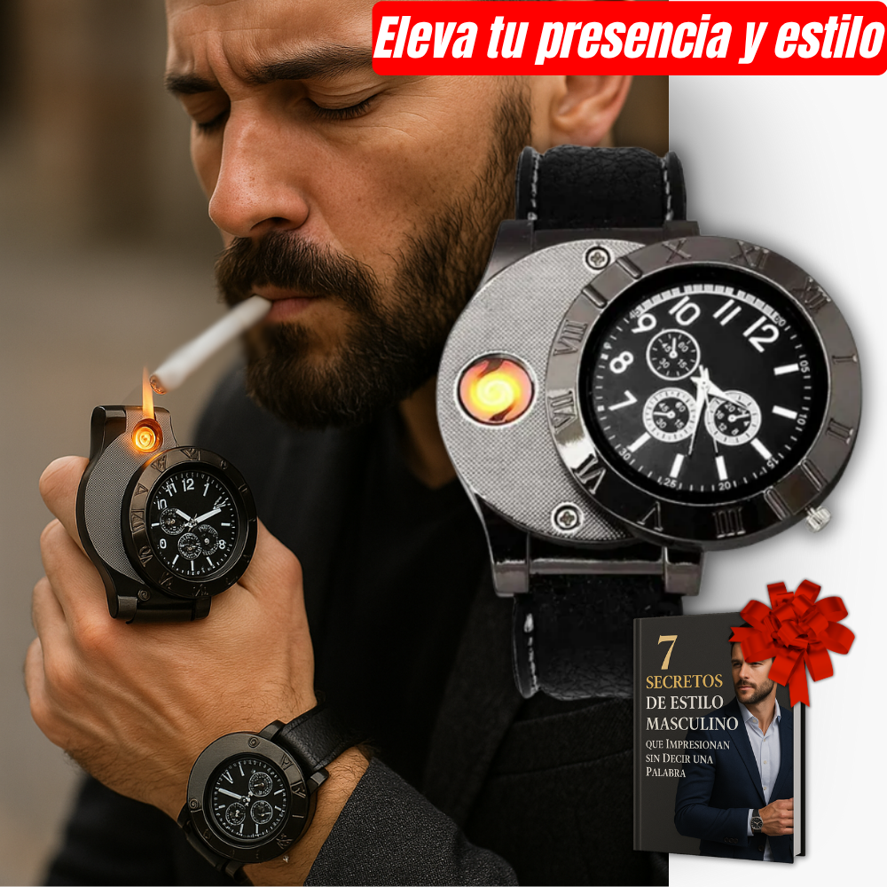 Reloj FireTime™ 2 en 1 – Reloj con Encendedor Integrado + 🎁 Guía “7 Secretos de Estilo Masculino que Impresionan sin Decir una Palabra”+ Envío Gratis