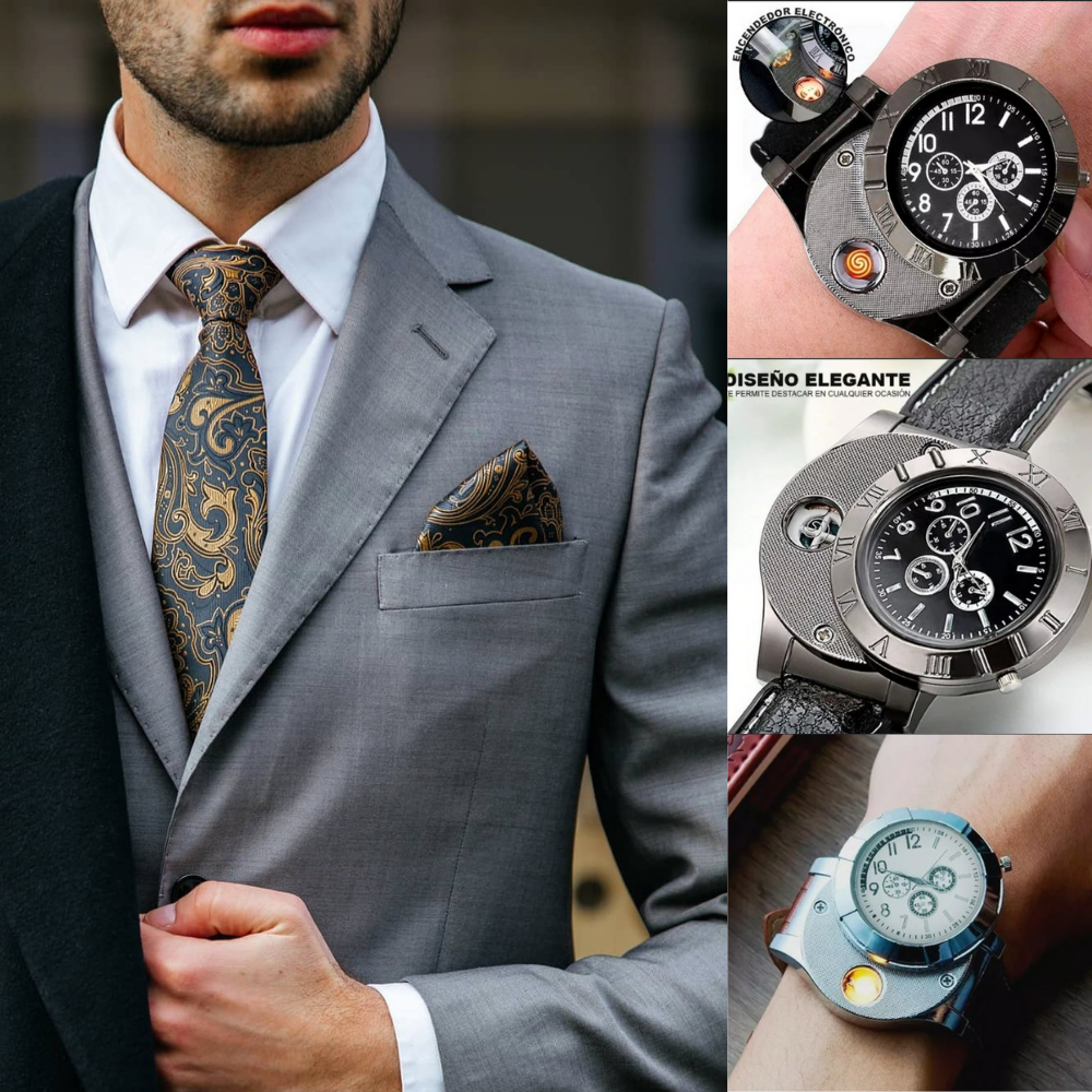 Reloj FireTime™ 2 en 1 – Reloj con Encendedor Integrado + 🎁 Guía “7 Secretos de Estilo Masculino que Impresionan sin Decir una Palabra”+ Envío Gratis
