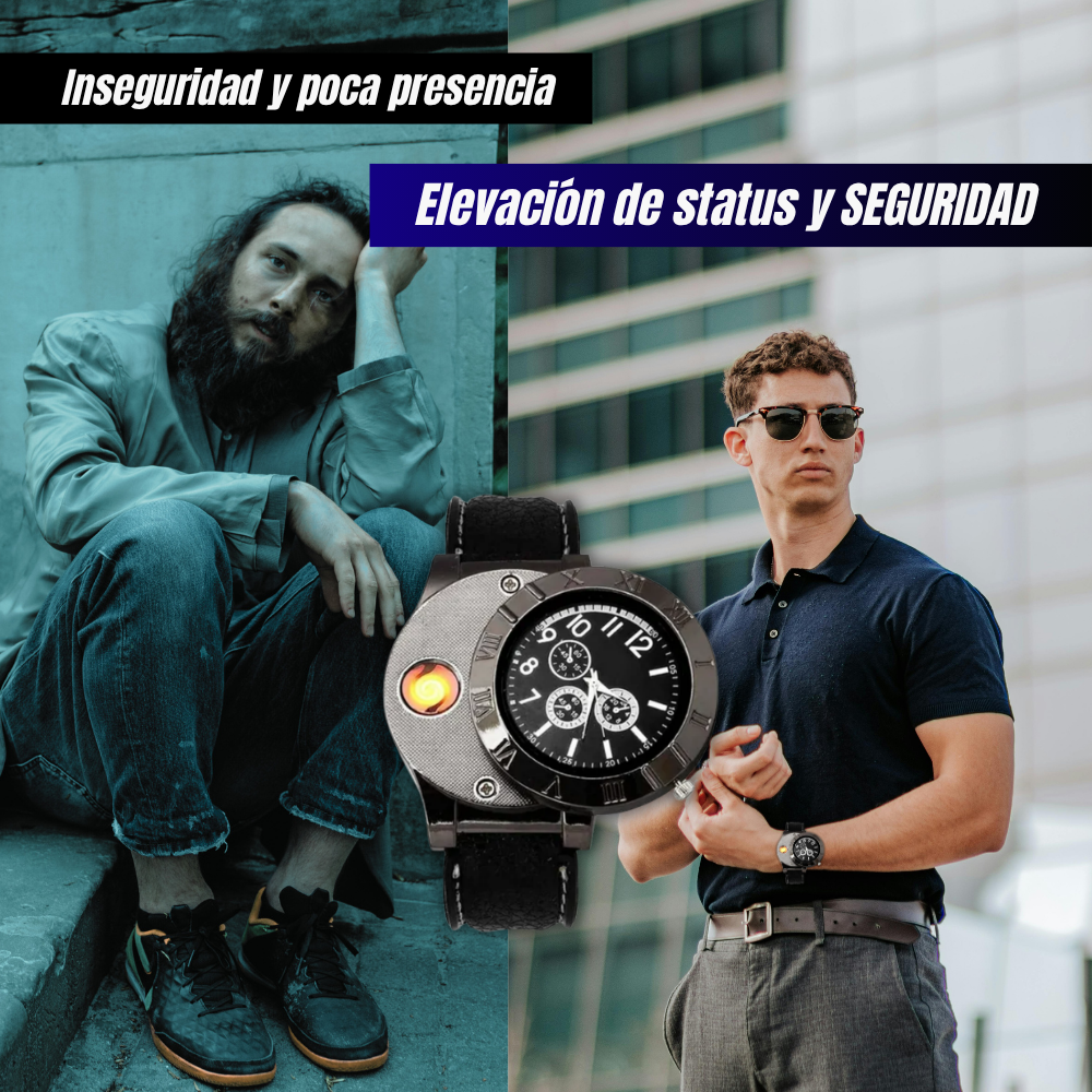 Reloj FireTime™ 2 en 1 – Reloj con Encendedor Integrado + 🎁 Guía “7 Secretos de Estilo Masculino que Impresionan sin Decir una Palabra”+ Envío Gratis