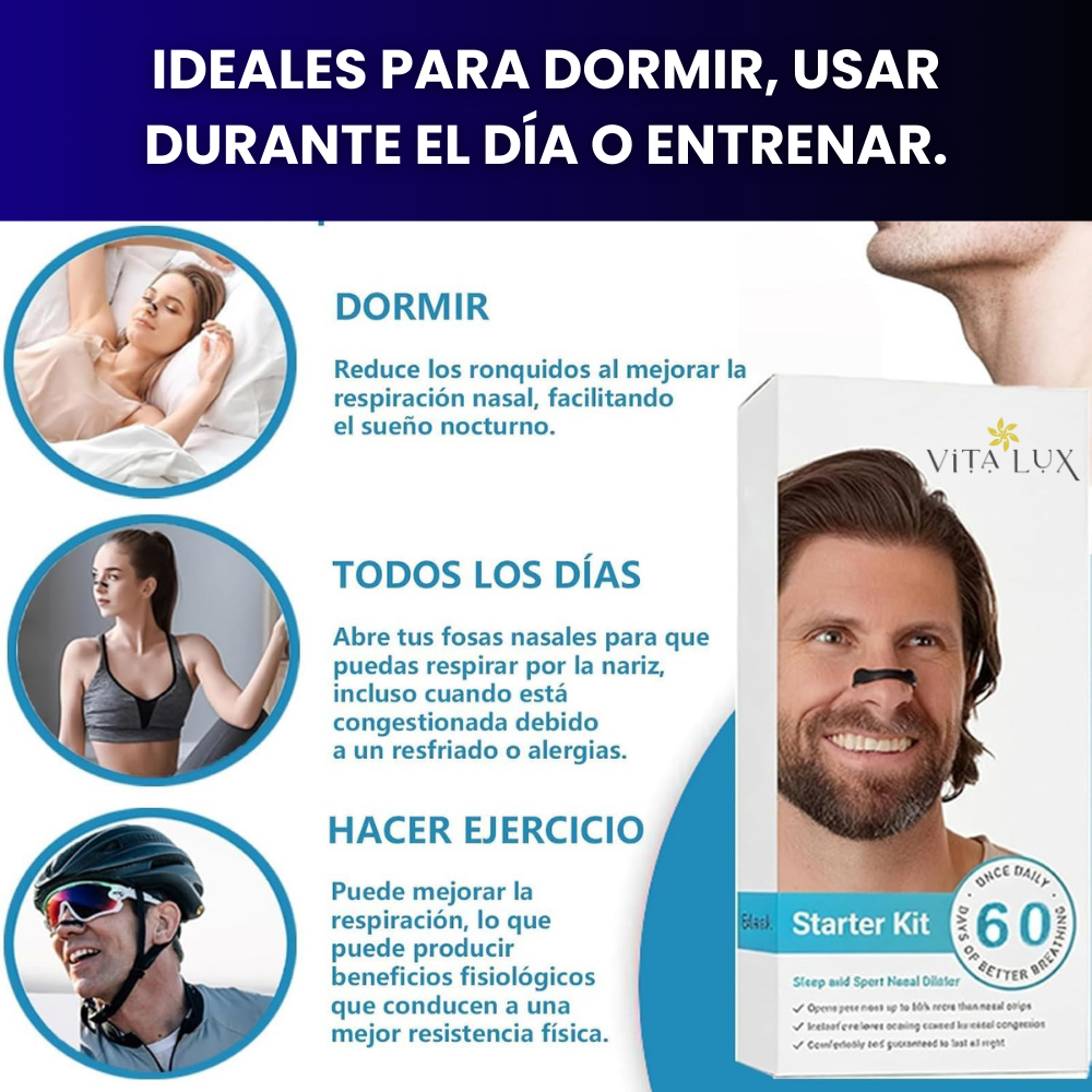 AirOpen Pack – 8 Bandas Dilatadoras + 60 Parches Magnéticos Antirronquidos | Respira Mejor Todo el Día, Reduce Ronquidos y Duerme Profundo + 🎁 Guía “15 Ejercicios para Mejorar tu Respiración en 5 Minutos al Día” + Envío Gratis