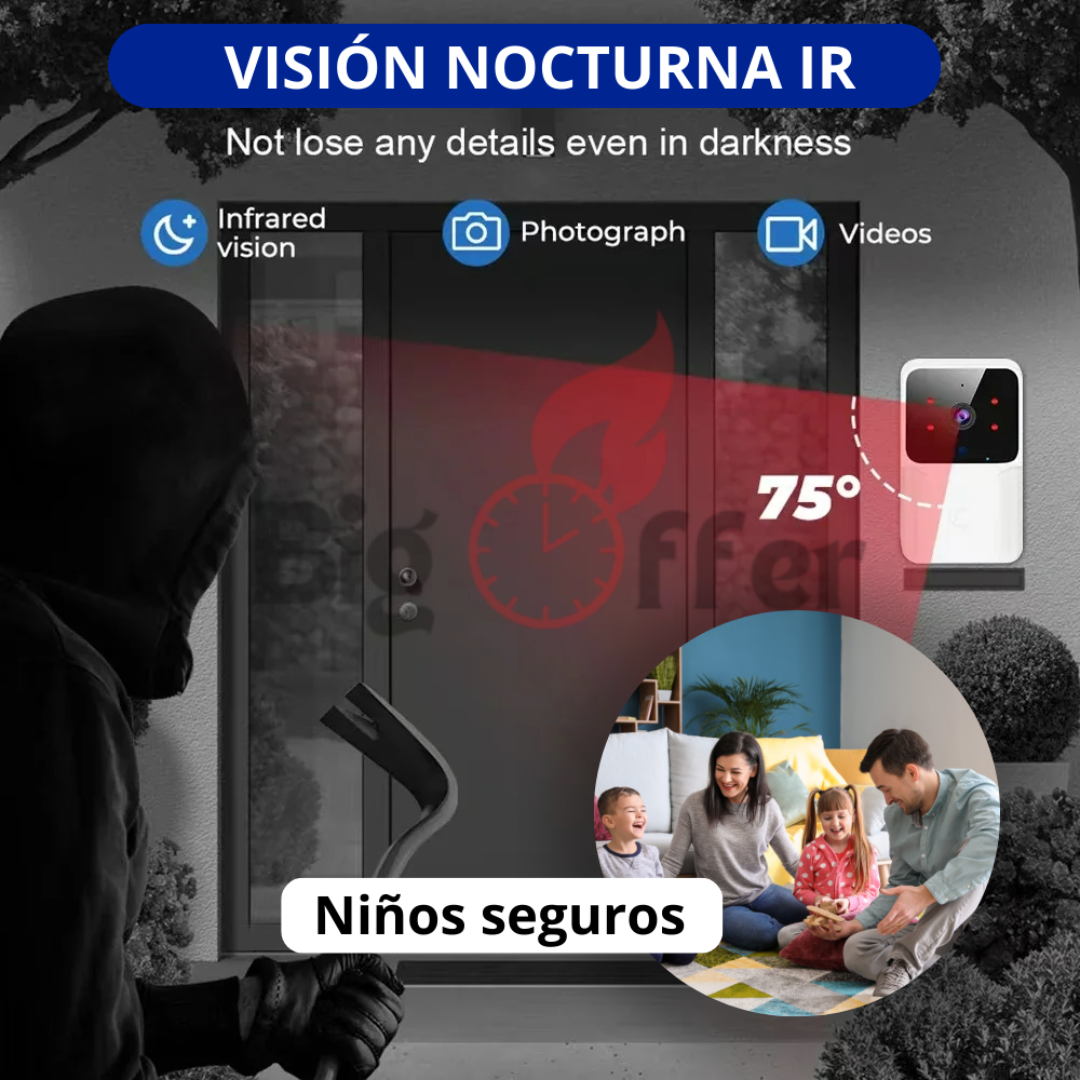 Timbre Inteligente SmartGuard™ – con Cámara HD, Visión Nocturna y Audio Bidireccional | Seguridad Familiar Total 🚨