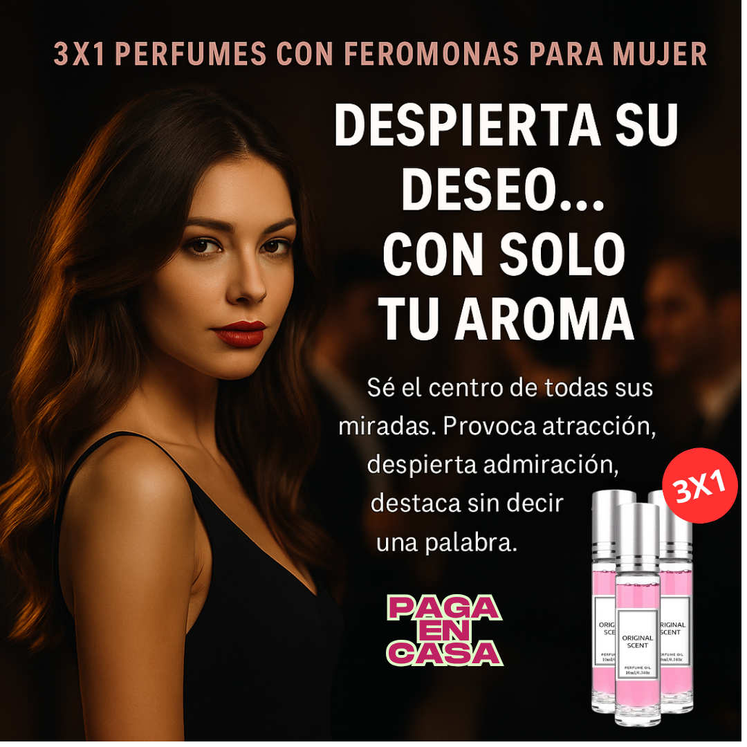 3x1 Perfume de Feromonas - Elixir Conquista a tu amor imposible😍 + 🎁Manual "10 secretos de seducción consciente que elevan tu magnetismo natural" + 🚚Envío Gratis