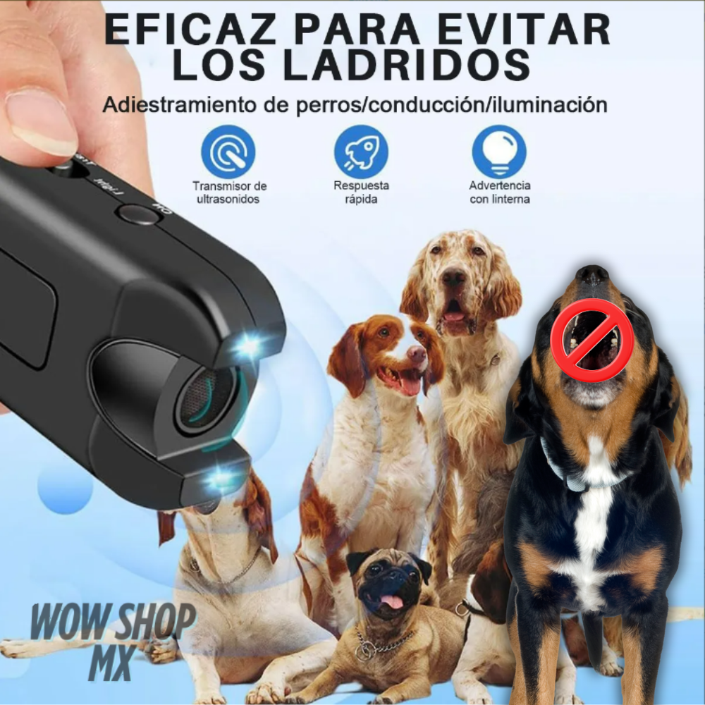 2en 1 CalmPaw™ – Dispositivo Antiladridos Ultrasónico para Perros | Controla los Ladridos sin Dolor, sin Castigos y sin Gritos + 🎁 Manual de Entrenamiento Canino en Casa GRATIS + Envío Gratis