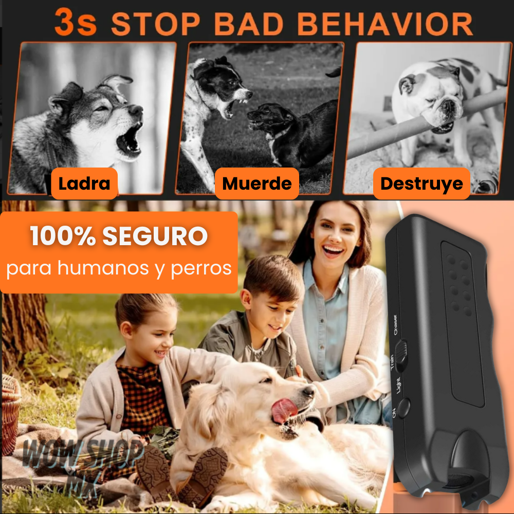 2en 1 CalmPaw™ – Dispositivo Antiladridos Ultrasónico para Perros | Controla los Ladridos sin Dolor, sin Castigos y sin Gritos + 🎁 Manual de Entrenamiento Canino en Casa GRATIS + Envío Gratis