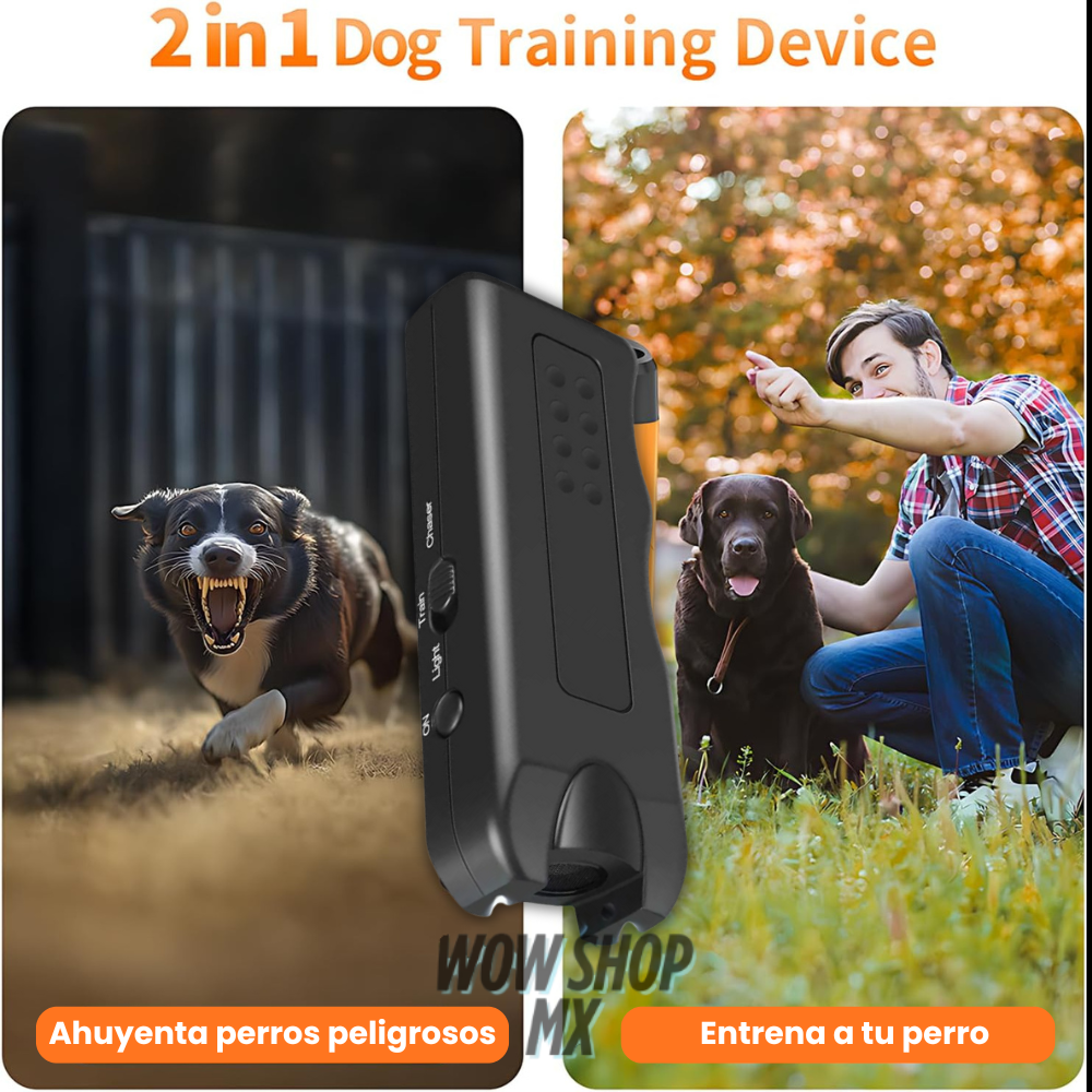 2en 1 CalmPaw™ – Dispositivo Antiladridos Ultrasónico para Perros | Controla los Ladridos sin Dolor, sin Castigos y sin Gritos + 🎁 Manual de Entrenamiento Canino en Casa GRATIS + Envío Gratis