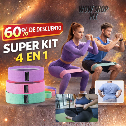 Kit 4 en 1 de Bandas de Resistencia ProFlex™ – Gym en Casa Tonifica Todo Cuerpo y Ahorra Mensualidades + 🎁 Guía “20 Rutinas Express para Tonificar en Casa sin Gym” + Envío Gratis