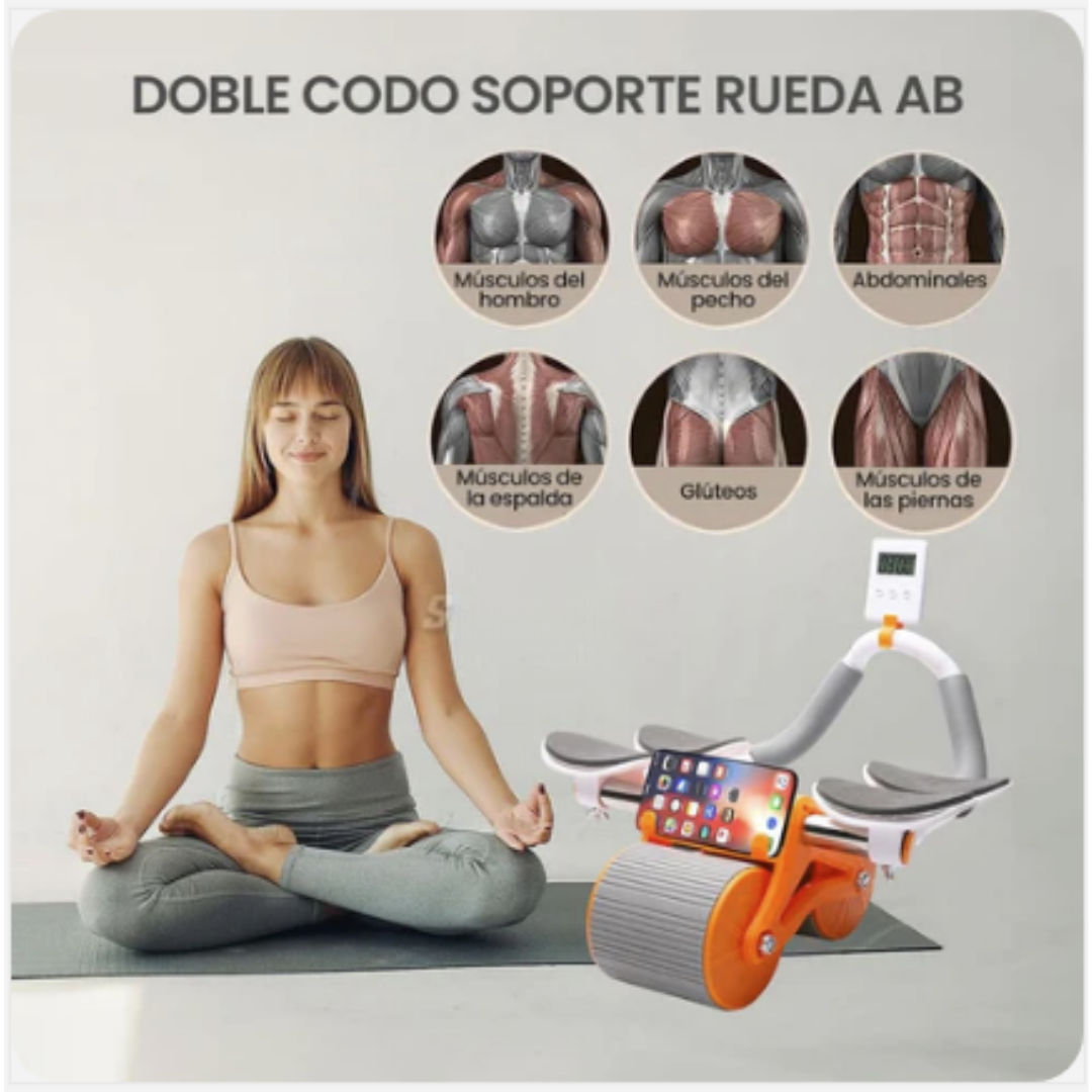 Rueda Abdominal😎💪🏼 + Cronometro + Soporte para Celular + Manual "Pierde Rebelde en 4 dias"🏋
