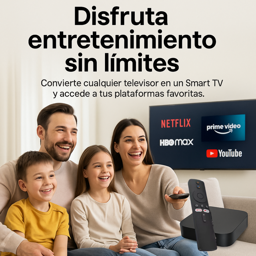 Decodificador Smart TV +1000 Canales + Compatible con tus apps favoritas – MAX TV® 📺
