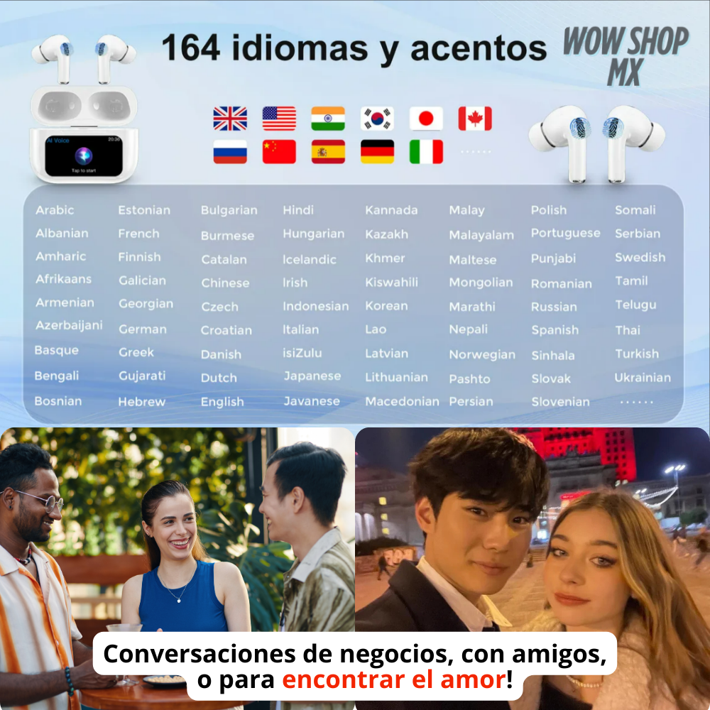 2 en 1 Auriculares Inteligentes con IA LinguaOne™ – Traducción Instantánea en +164 Idiomas + Asistente Personal Diario + 🎁 Manual “Herramientas Secretas para Configurar tu Asistente Personal con IA”+ Envío Gratis