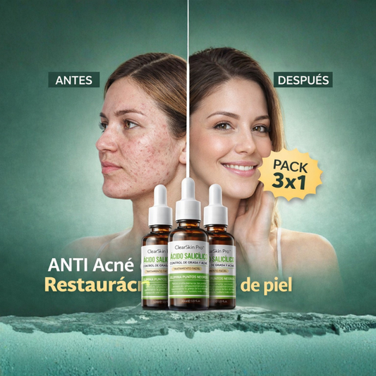 3x1 Suero ClearSkin Pro™ – Sérum de Ácido Salicílico para Acné, Brotes y Poros Obstruidos +🎁 Guía de Seguridad y Autoconfianza GRATIS + Envío Grati