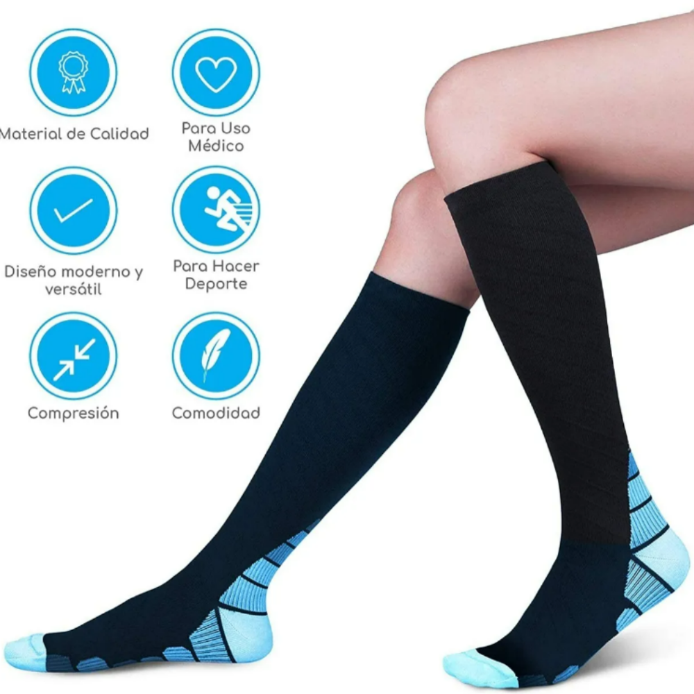 Pack x6 Pares – Calcetas de Compresión para Aliviar Várices y Mejorar la Circulación | Piernas Más Ligeras, Menos Hinchazón y Mayor Descanso Diario + 🎁 Manual de Ejercicios para Activar la Circulación + Envío Gratis + 🇫🇷 TECNOLOGIA FRANCESA 🇫🇷