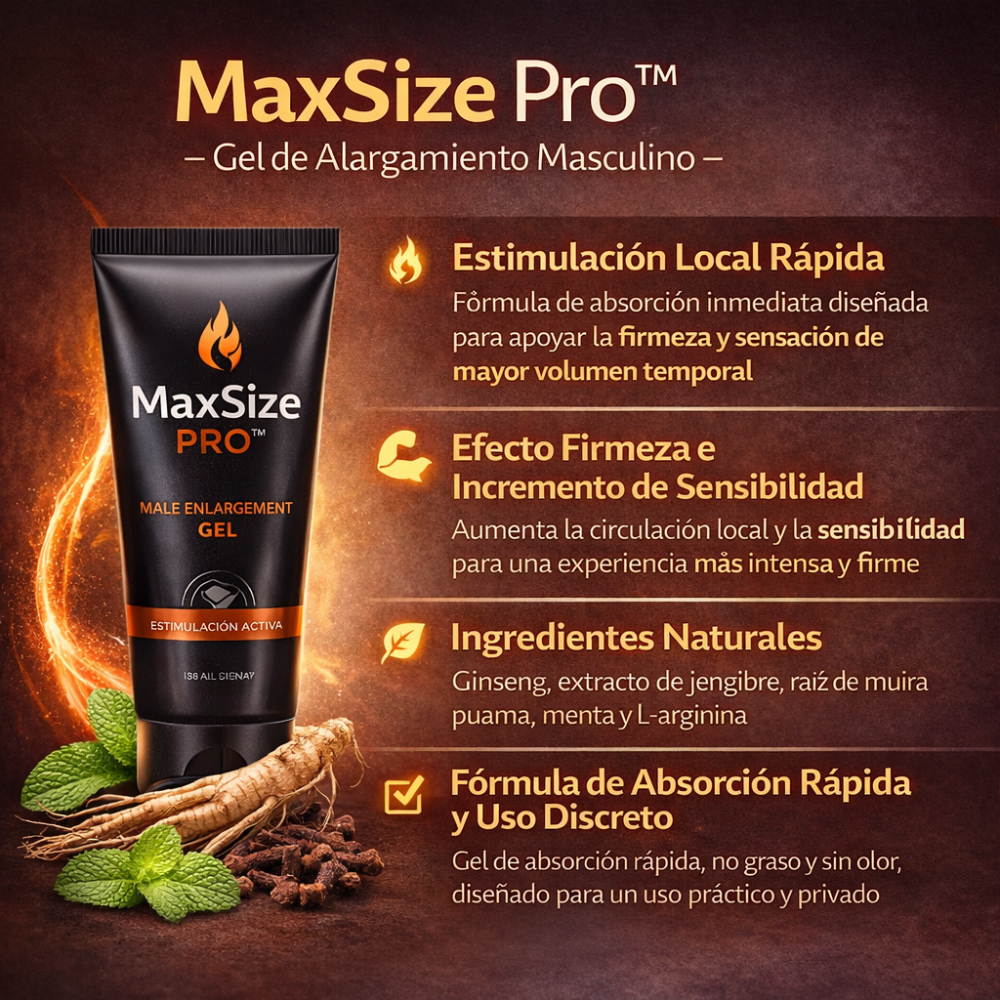 2x1 MaxSize Pro™ – Gel de Alargamiento Masculino | Mayor Firmeza, Sensación de Volumen y Confianza Íntima | Fórmula de Estimulación Activa + 🎁 “Guía de Potencia y Confianza Masculina Total” + Envío Gratis