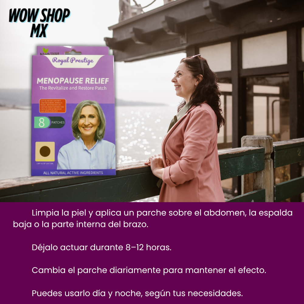 100 Parches MenoRelief™ 🌸 Alivia Síntomas de la Menopausia: Sofocos, Ansiedad y Cansancio + 🎁Guía “10 Claves para Recuperar tu Energía Femenina y Sentirte Plena” + Envío Gratis