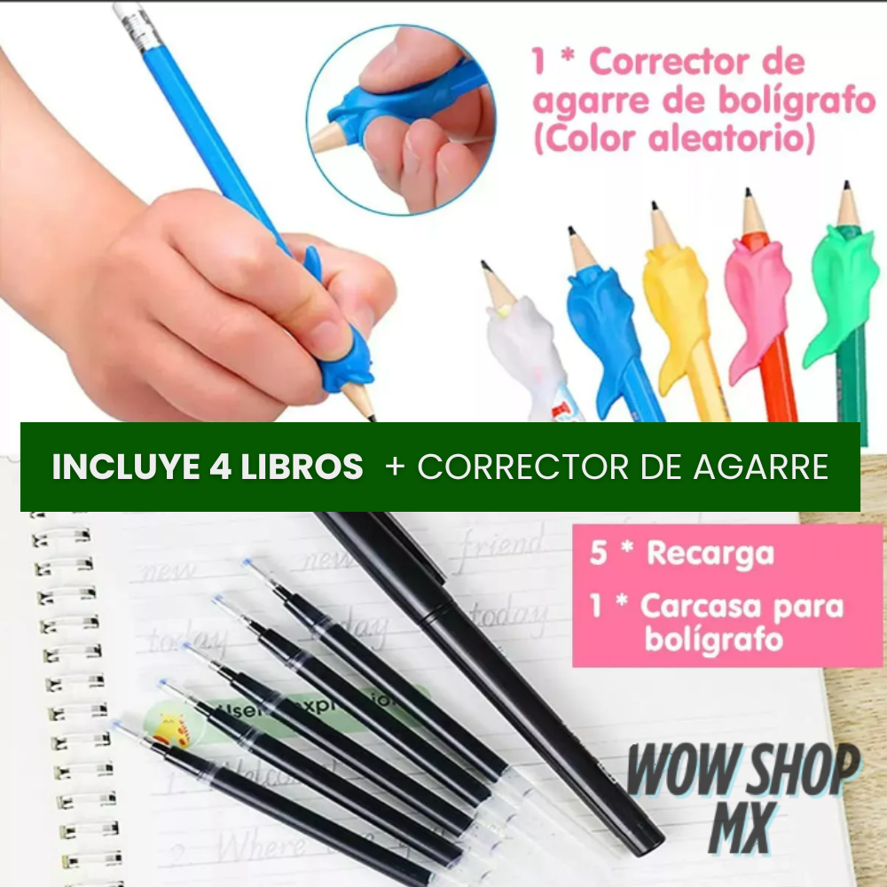 Kit 4 Libros de Caligrafía Reutilizable MagicWrite™ + Corrector de escritura✍️ | Estimula la Creatividad de tus Hijos + 🎁 Guía “21 Actividades para Desconectar a tus Hijos de las Pantallas y Potenciar su Creatividad”+ Envío Gratis