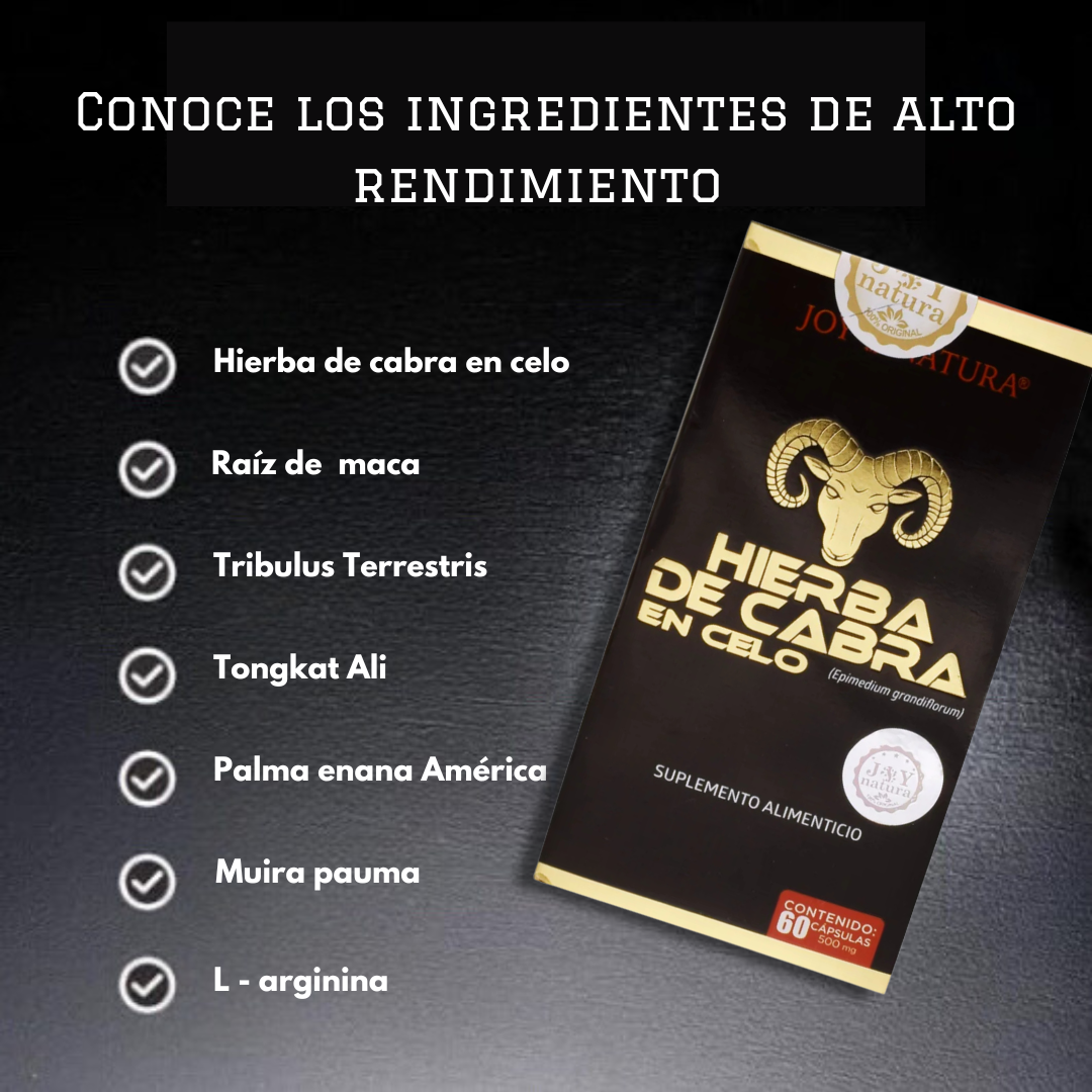 60 Capsulas HIERBA DE CABRA EN CELO 💪🏼🔥: Recupera tu Masculinidad y vitalidad + Manual "Cómo activar tu energía masculina: Vitalidad y Desempeño Intimo"⚡🫀🏃