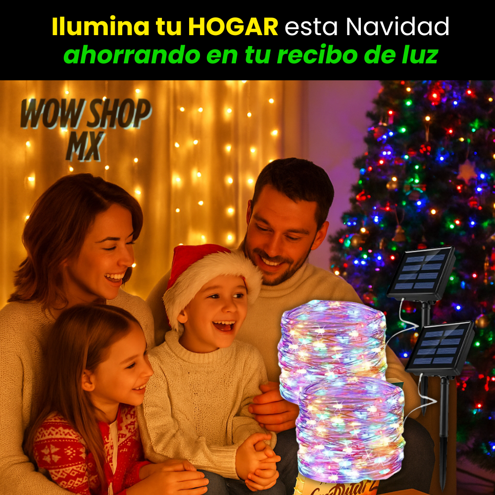 2 en 1 SolarLights™ – Serie de Luces Solares Navideñas LED 🎄 | Crea una Navidad Elegante y Brillante + 🎁 Guía “12 Ideas de Decoración Navideña Elegante con Poco Dinero” + Envío Gratis