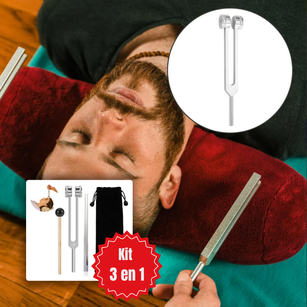 Harmony™ – Kit Terapéutico 3 en 1 para Aliviar Dolor Muscular, Articular y Estrés | Diapasón 128 Hz + Mazo Terapéutico + 🎁 REGALO ESPECIAL + Envío Gratis