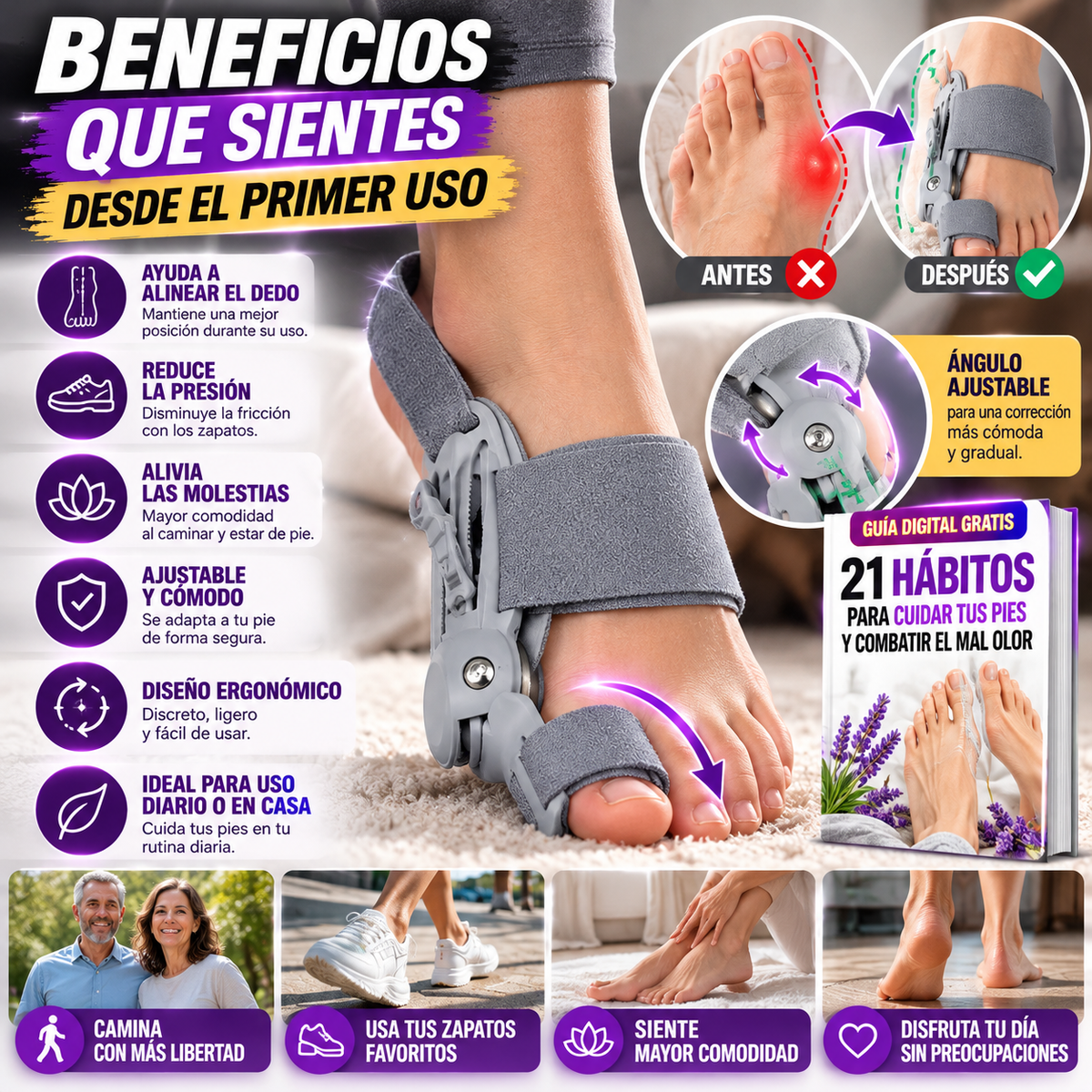 2 EN 1 BunionFlex Pro™ | Sistema Ortopédico Europeo™ para Alinear Juanetes + 🎁 Guía “21 Hábitos para Cuidar tus Pies y Combatir el Mal Olor” + Envío Gratis