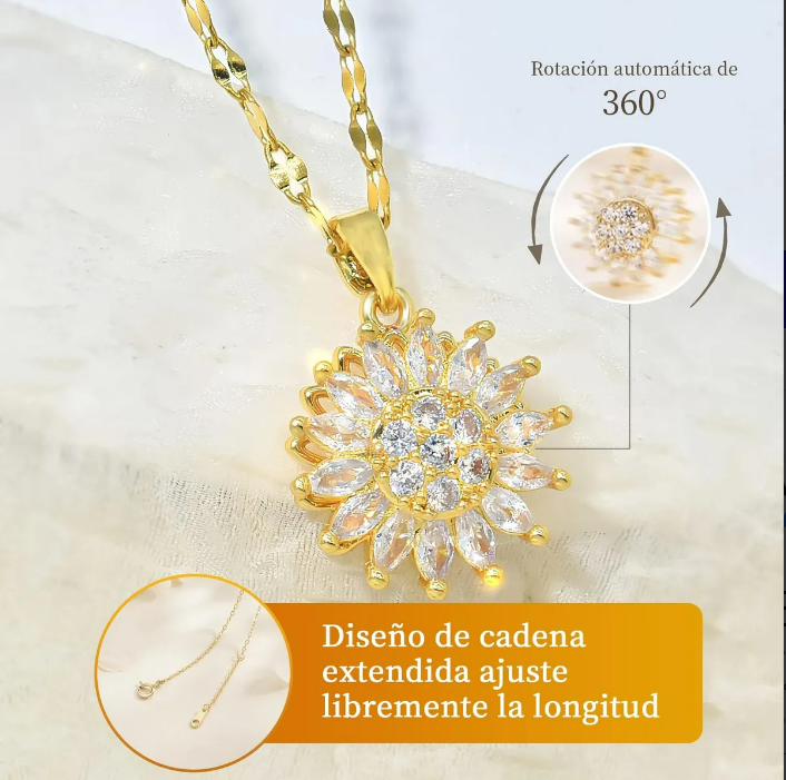 Set 3 en 1 Girasol Oro Laminado 18K (Collar + Anillo + Aretes) | Regalo especial para ELLA + 🎁 GUÍA “25 Secretos para Hacerla Más Feliz” GRATIS + Envío Gratis