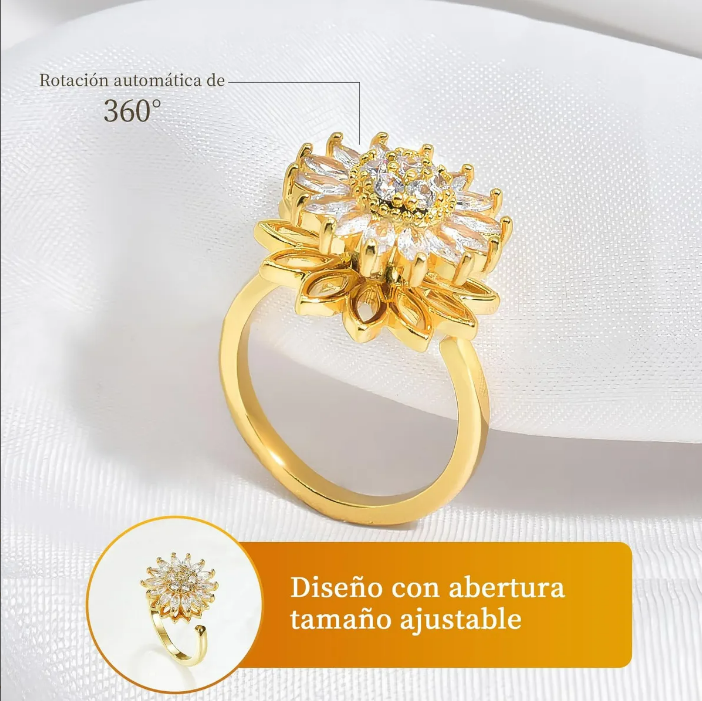 Set 3 en 1 Girasol Oro Laminado 18K (Collar + Anillo + Aretes) | Regalo especial para ELLA + 🎁 GUÍA “25 Secretos para Hacerla Más Feliz” GRATIS + Envío Gratis