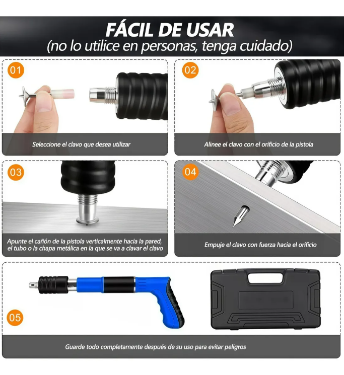 Kit 10 en 1 FixShot™ – Pistola de Clavos Doméstica Compacta | Clava con Precisión sin Martillo + 🎁 “50 Proyectos Rápidos para Transformar tu Casa” | Envío Gratis