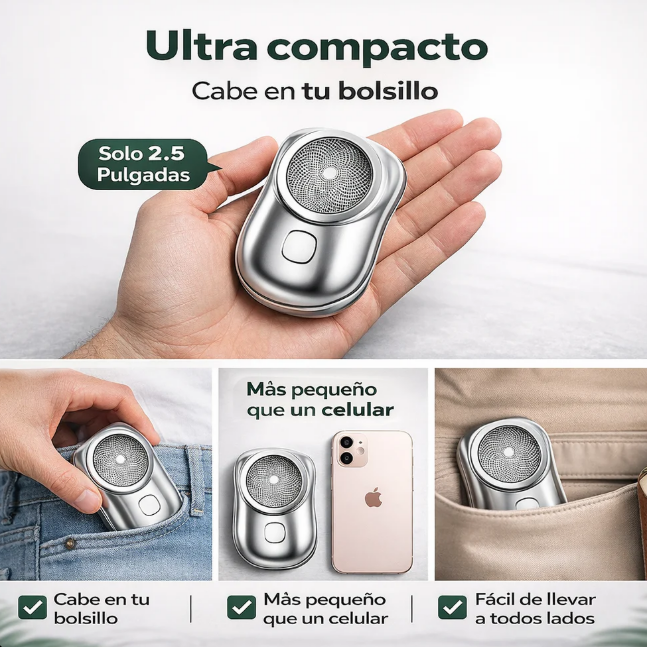 MiniShave Pro™ – Afeitadora Eléctrica Portátil de Bolsillo | Afeitado Rápido en Segundos + 🎁 Guía “Secretos para Lucir MÁS Atractivo y Mejorar tu Presencia”+ Envío Gratis