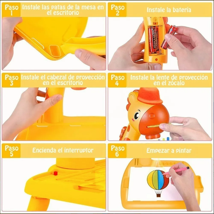 Kit 5 en 1 GiraDraw™ – Proyector LED de Mesa para Niños | Dibuja Fácil, Estimula la Creatividad y Reduce Pantallas | Aprendizaje Divertido + 🎁 “30 Actividades Creativas para Potenciar el Talento de tu Hijo” + Envío Gratis