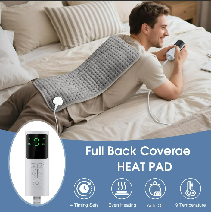 ThermaRelax™ – Almohadilla Térmica Eléctrica 60x30cm | 9 Niveles de Temperatura para Alivio Muscular y Cólicos + 🎁 “25 Rutinas de Terapia de Calor para Aliviar Dolor en Casa” + Envío Gratis