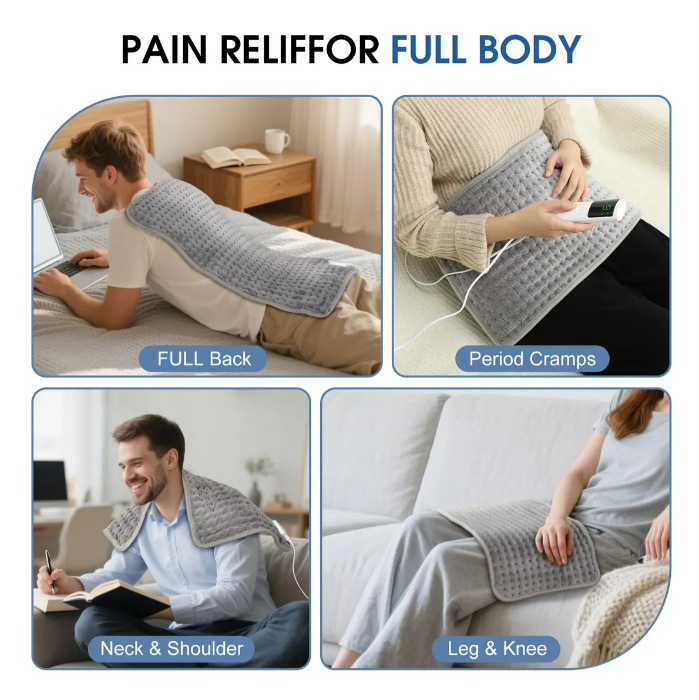 ThermaRelax™ – Almohadilla Térmica Eléctrica 60x30cm | 9 Niveles de Temperatura para Alivio Muscular y Cólicos + 🎁 “25 Rutinas de Terapia de Calor para Aliviar Dolor en Casa” + Envío Gratis