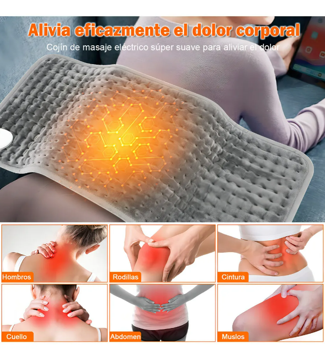 ThermaRelax™ – Almohadilla Térmica Eléctrica 60x30cm | 9 Niveles de Temperatura para Alivio Muscular y Cólicos + 🎁 “25 Rutinas de Terapia de Calor para Aliviar Dolor en Casa” + Envío Gratis