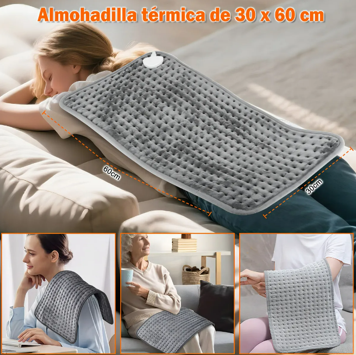 ThermaRelax™ – Almohadilla Térmica Eléctrica 60x30cm | 9 Niveles de Temperatura para Alivio Muscular y Cólicos + 🎁 “25 Rutinas de Terapia de Calor para Aliviar Dolor en Casa” + Envío Gratis