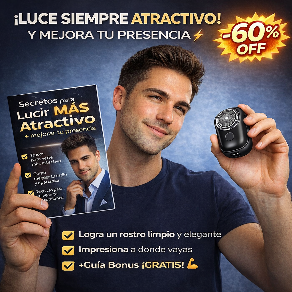 MiniShave Pro™ – Afeitadora Eléctrica Portátil de Bolsillo | Afeitado Rápido en Segundos + 🎁 Guía “Secretos para Lucir MÁS Atractivo y Mejorar tu Presencia”+ Envío Gratis
