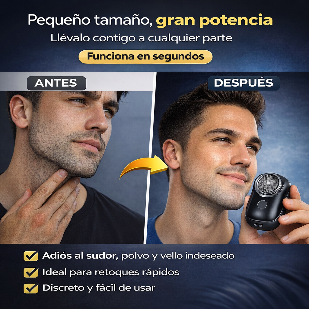MiniShave Pro™ – Afeitadora Eléctrica Portátil de Bolsillo | Afeitado Rápido en Segundos + 🎁 Guía “Secretos para Lucir MÁS Atractivo y Mejorar tu Presencia”+ Envío Gratis