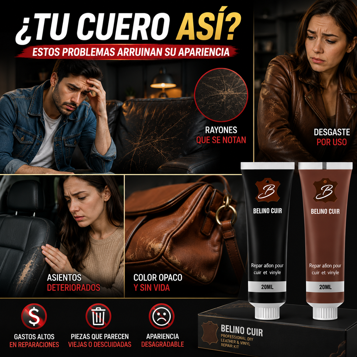 Kit Repair Pro™ - Restaurador de Cuero y Vinil | Repara Rayones, Grietas y Desgaste en Minutos | + 🎁 "21 Trucos para Restaurar y Cuidar Tu Casa como un Profesional" + Envío Gratis