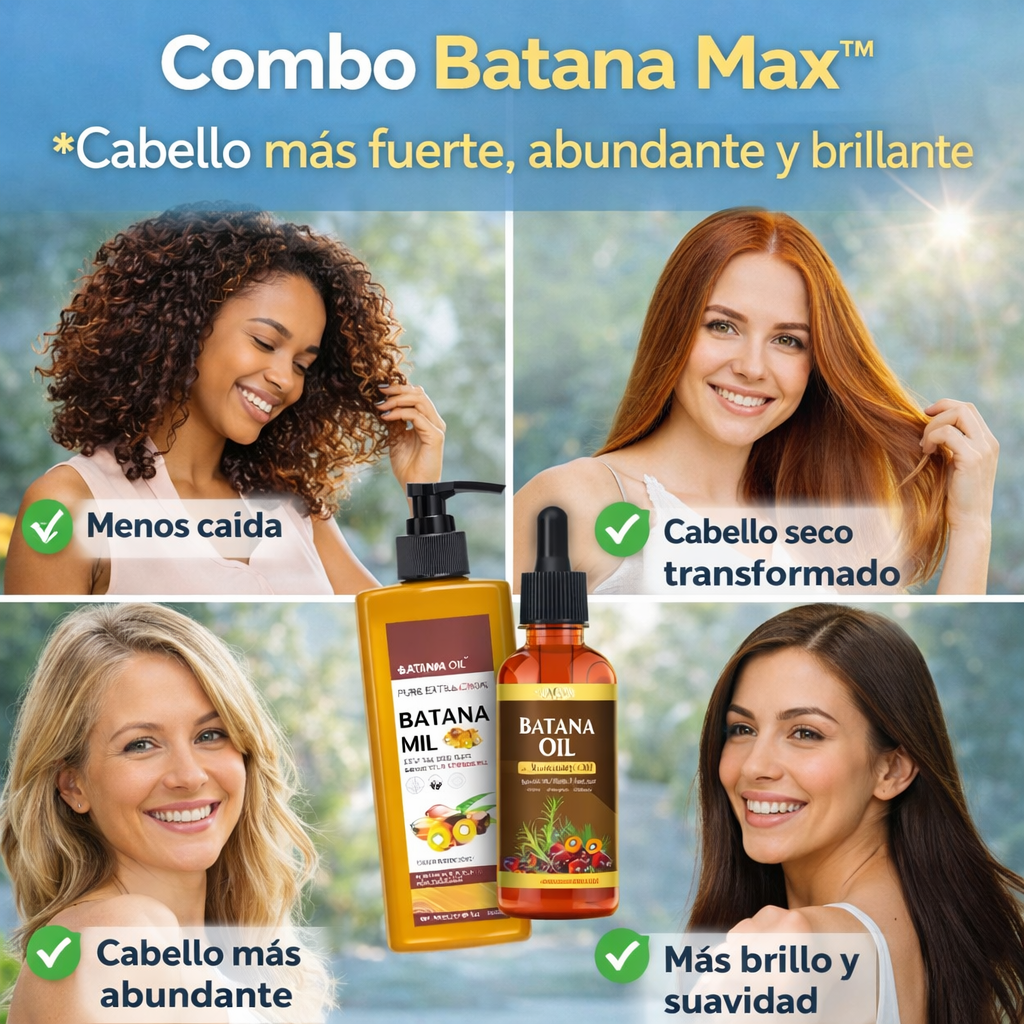 Combo 2 en 1 Batana Max™ – Aceite + Shampoo Capilar | Cabello Más Fuerte, Abundante y con Vida + 🎁 Guía “Cómo Frenar la Caída y Recuperar tu Cabello en 21 Días” + Envío Gratis