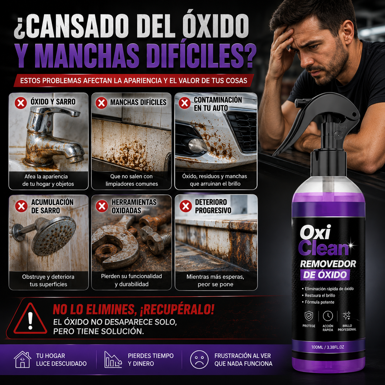 OxiClean™ – Removedor de Óxido y Contaminación Metálica | Recupera el Brillo de Autos, Cocina, Baño y Acero en Minutos | + 🎁 Guía “7 Trucos para Revivir Superficies Oxidadas” + Envío Gratis