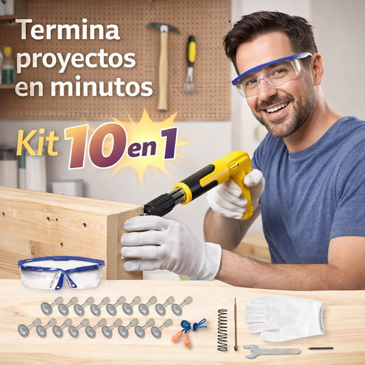 Kit 10 en 1 FixShot™ – Pistola de Clavos Doméstica Compacta | Clava con Precisión sin Martillo + 🎁 “50 Proyectos Rápidos para Transformar tu Casa” | Envío Gratis