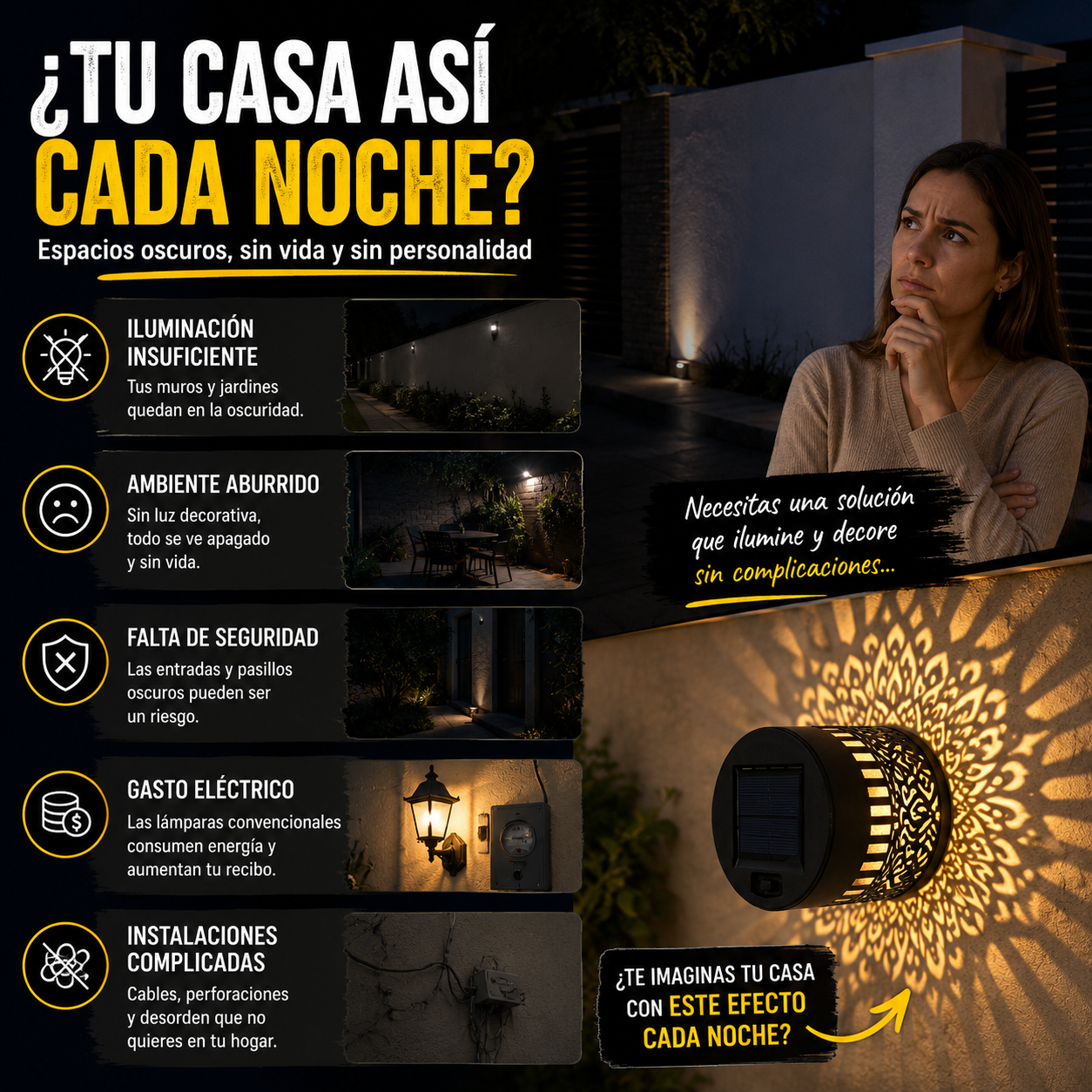 LumiMandala™ Lámpara Solar Decorativa de Proyección Mandala + 🎁 Guía "21 Ideas para Iluminar tu Hogar con Estilo" + Envío Gratis