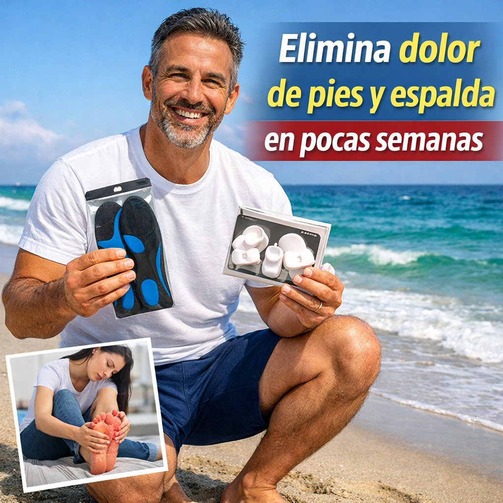 Duo 2x1 FootRelief™ – Plantillas para Fascitis Plantar + Corrector de Juanetes | Camina Sin Dolor y Corrige tus Pies +🎁 Rutina 5x5 para Pies Sin Dolor GRATIS + Envío Gratis